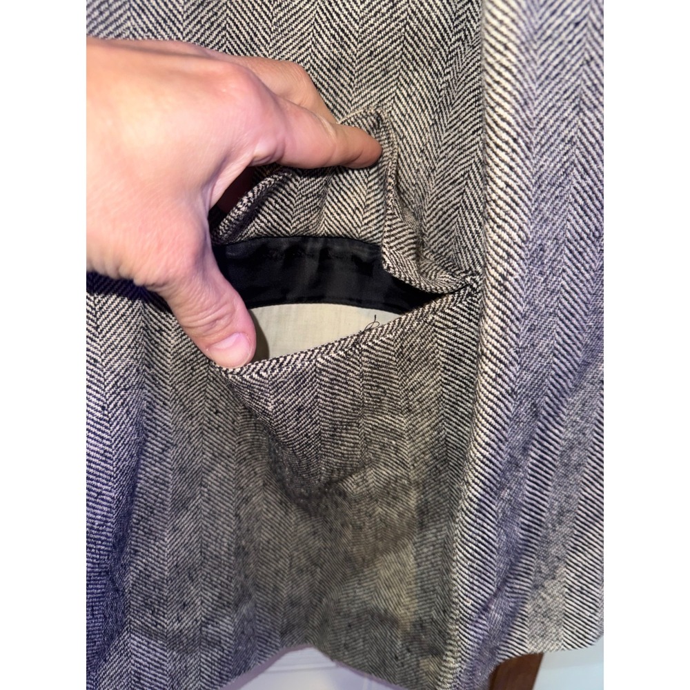 Circle S Western Herringbone Sport Coat Blazer Grey Black Suede Yoke Silk 48L - Picture 7 of 12